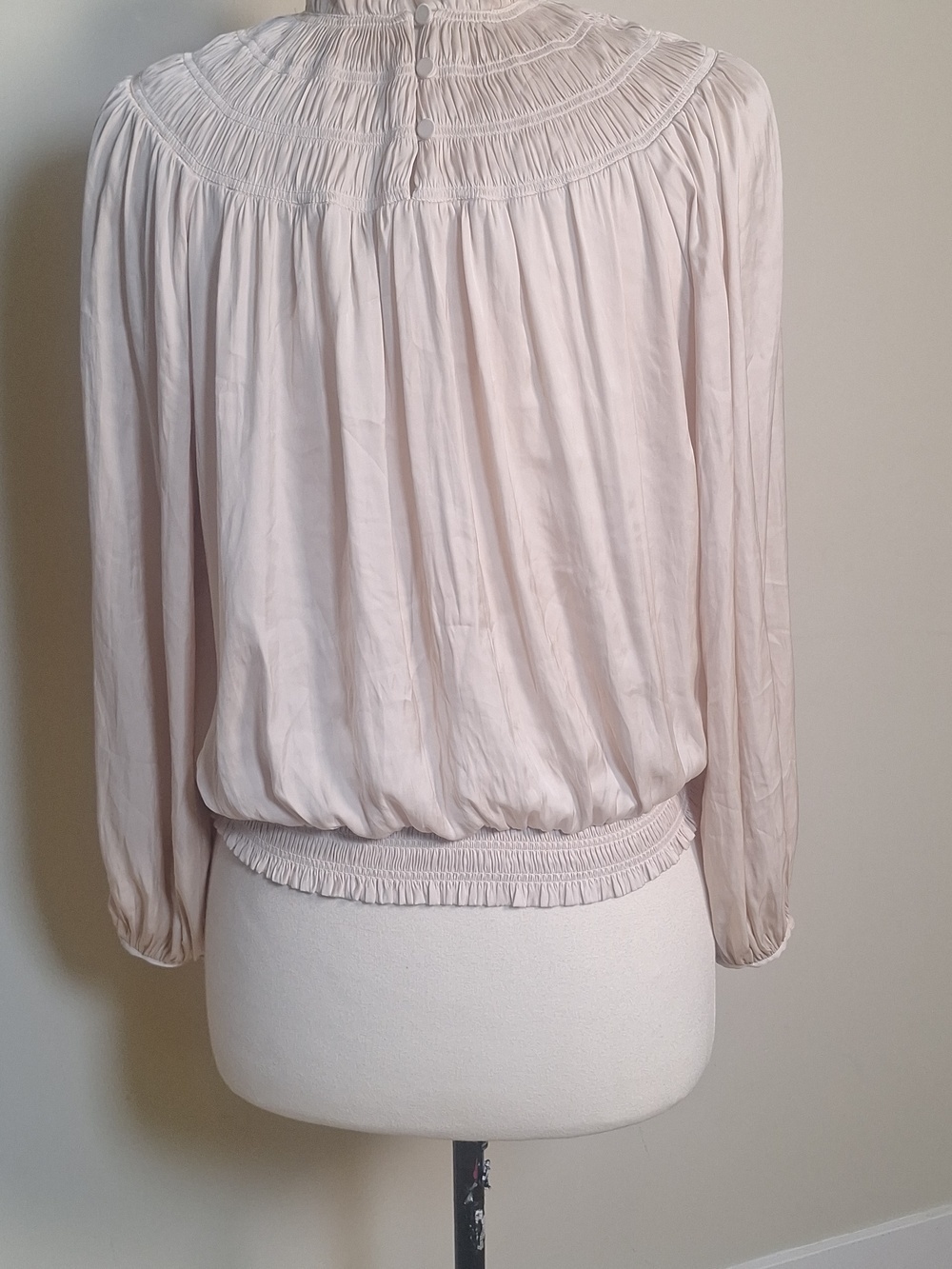Frame Smocked High Neck Blouse Size XS - Picture 8 of 12
